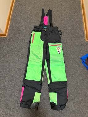 Vintage K2 Vertical Velocity Neon Colorblock Ski Snowboard Bib Pants